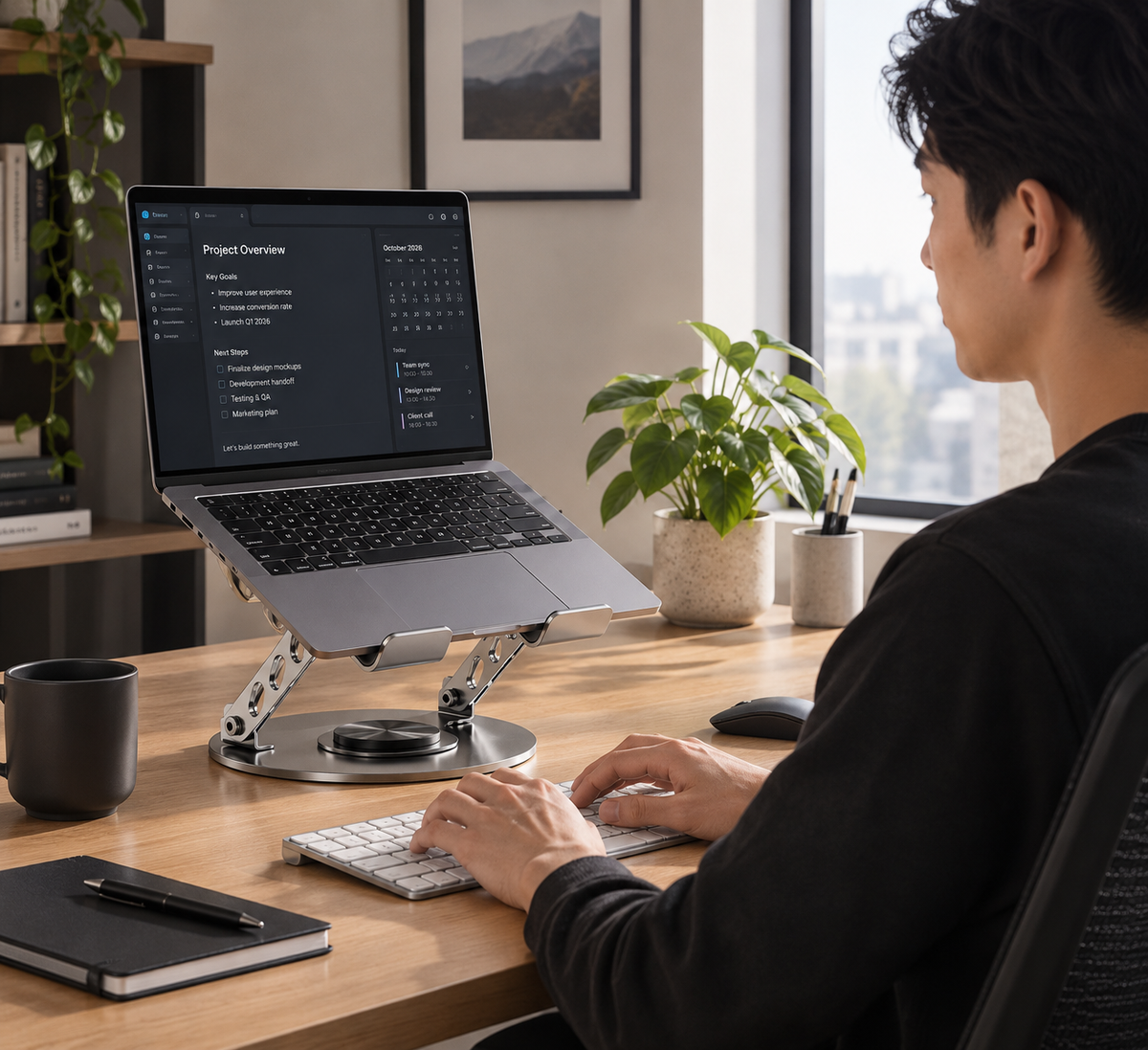 Laptop raised on the Simple Smarter laptop stand