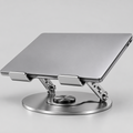 Holding a laptop at an adjustable height and angle