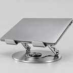 Holding a laptop at an adjustable height and angle